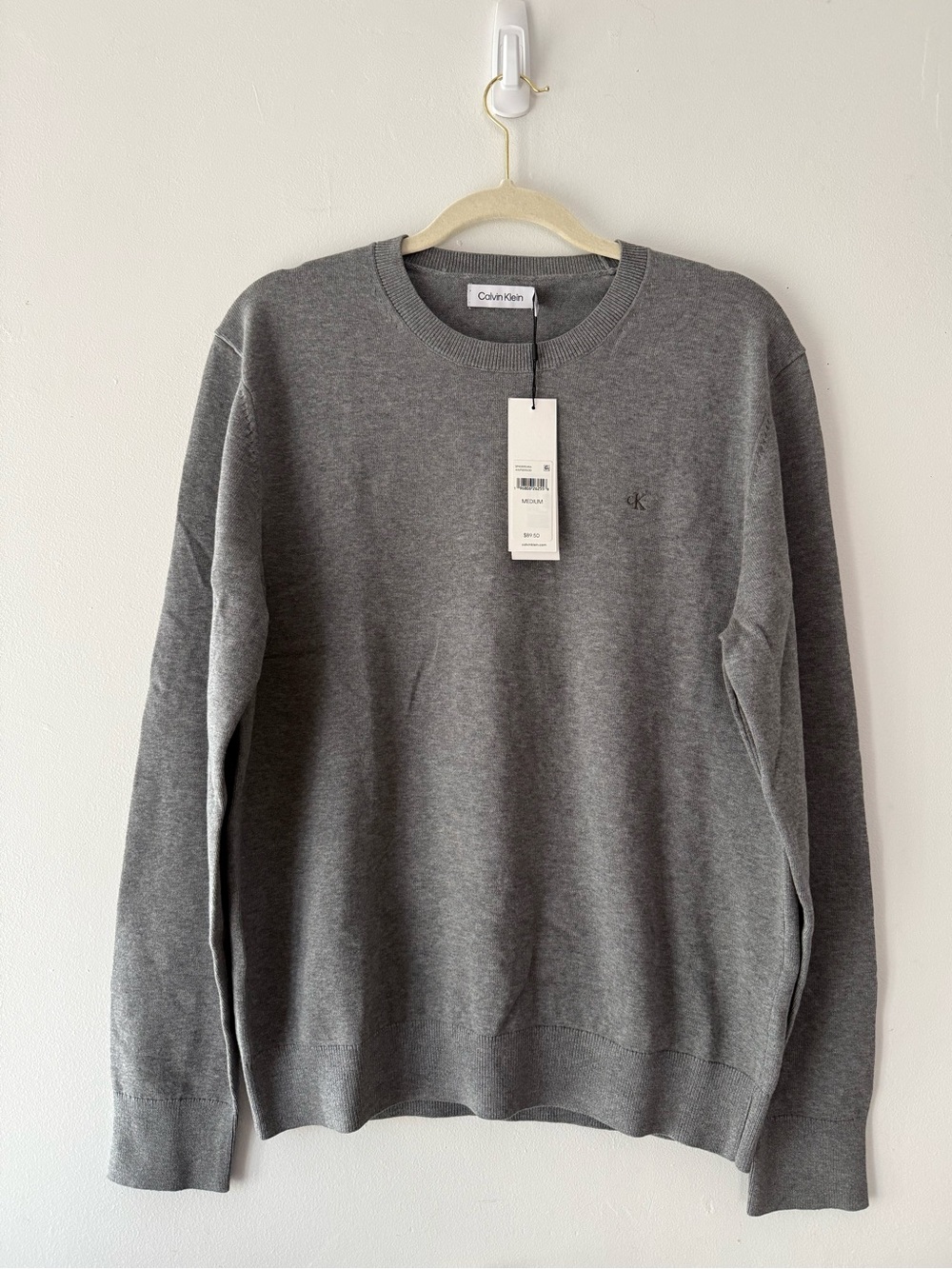 Calvin Klein NWT 100% Cotton Men's Gray Crewneck Sweater Medium